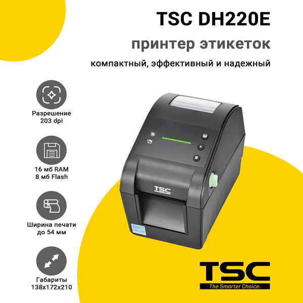 Принтер этикеток TSC DH220E DH220E-A001-0002 (203dpi, USB)